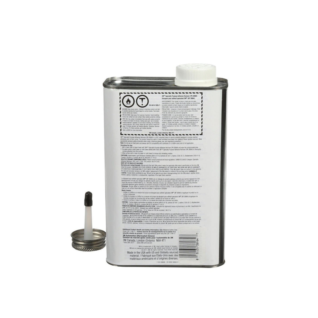 3M Specialty Adhesive Remover, Solvent Based, Transparent, 1 qt (38984) (7000148209)  - (6Pack) - 2