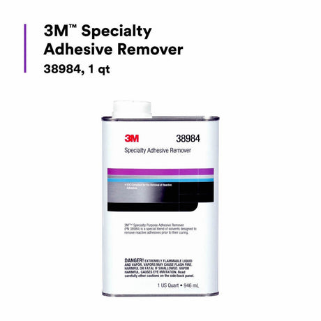 3M Specialty Adhesive Remover, Solvent Based, Transparent, 1 qt (38984) (7000148209)  - (6Pack) - 3