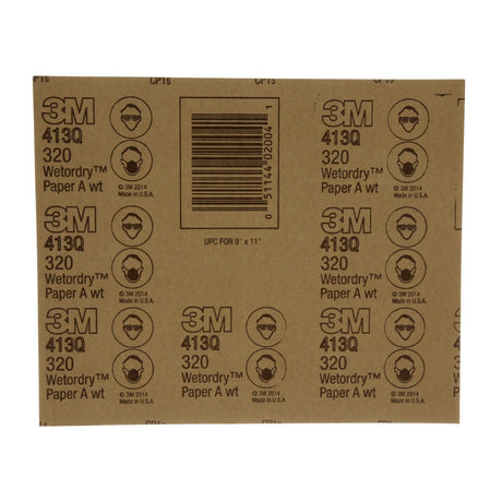 3M 413Q 02004 Wet/Dry Abrasive Sheet, 320 Grit, 9 in x 11 in (7000148222) (250 Pack) - 8