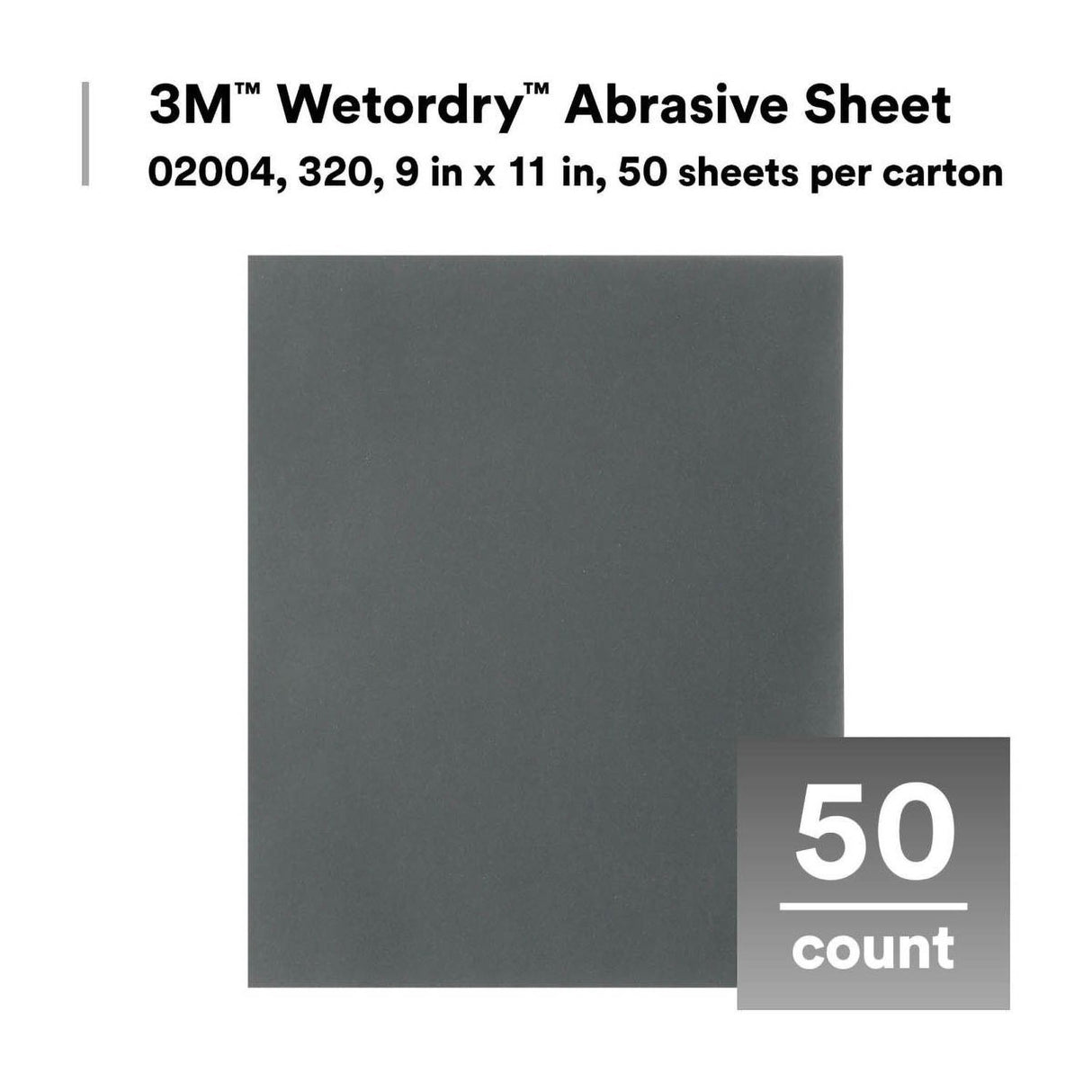 3M 413Q 02004 Wet/Dry Abrasive Sheet, 320 Grit, 9 in x 11 in (7000148222) (250 Pack) - 9