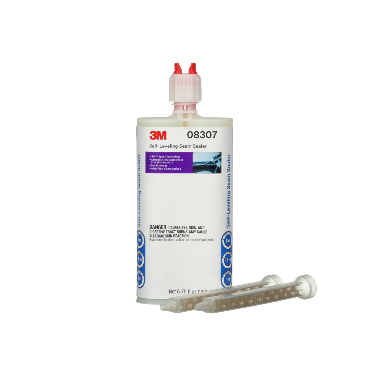 3M 08307 Self-Leveling Seam Sealer Two-Part Epoxy, Transparent, 200 mL/6.75 fl oz Cartridge, Quick Curing (7000148242)  - (6Pack)