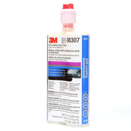 3M 08307 Self-Leveling Seam Sealer Two-Part Epoxy, Transparent, 200 mL/6.75 fl oz Cartridge, Quick Curing (7000148242)  - (6Pack) - 2