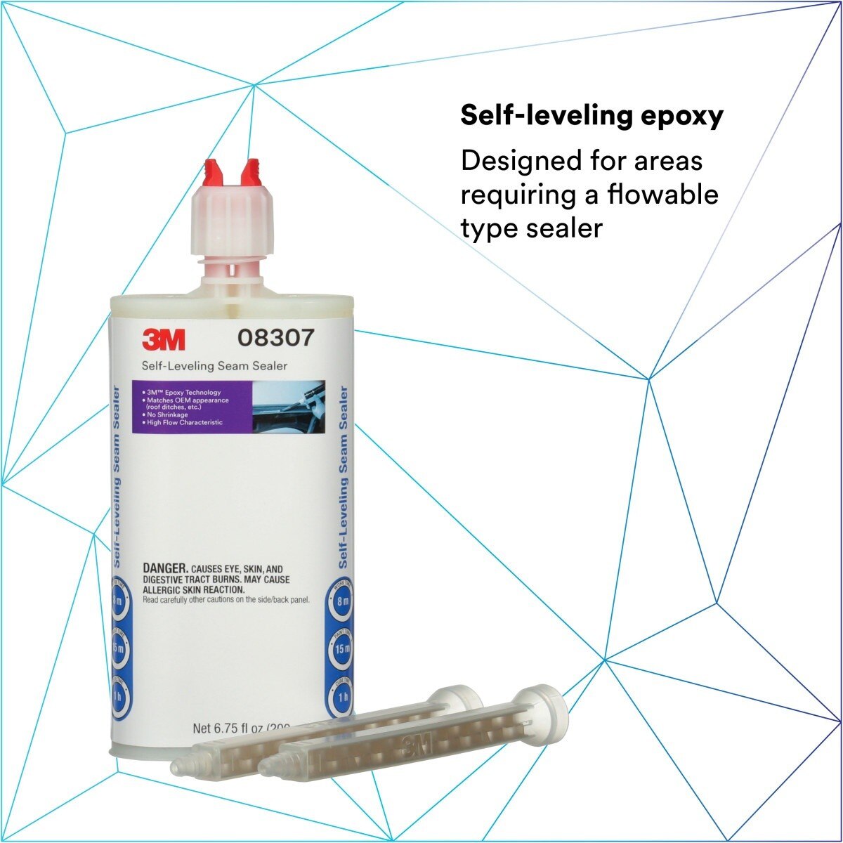 3M 08307 Self-Leveling Seam Sealer Two-Part Epoxy, Transparent, 200 mL/6.75 fl oz Cartridge, Quick Curing (7000148242)  - (6Pack) - 5