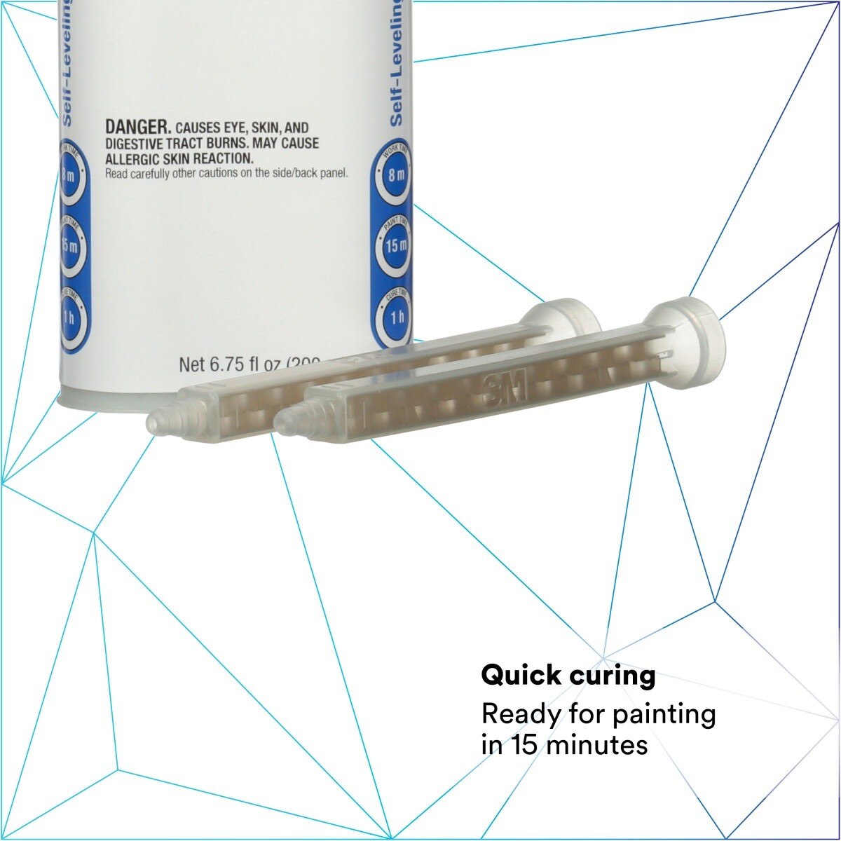 3M 08307 Self-Leveling Seam Sealer Two-Part Epoxy, Transparent, 200 mL/6.75 fl oz Cartridge, Quick Curing (7000148242)  - (6Pack) - 7
