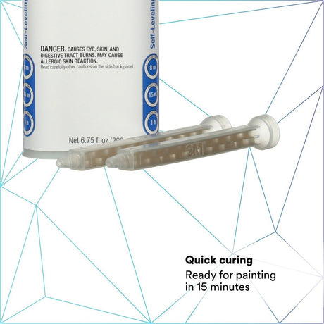 3M 08307 Self-Leveling Seam Sealer Two-Part Epoxy, Transparent, 200 mL/6.75 fl oz Cartridge, Quick Curing (7000148242)  - (6Pack) - 7