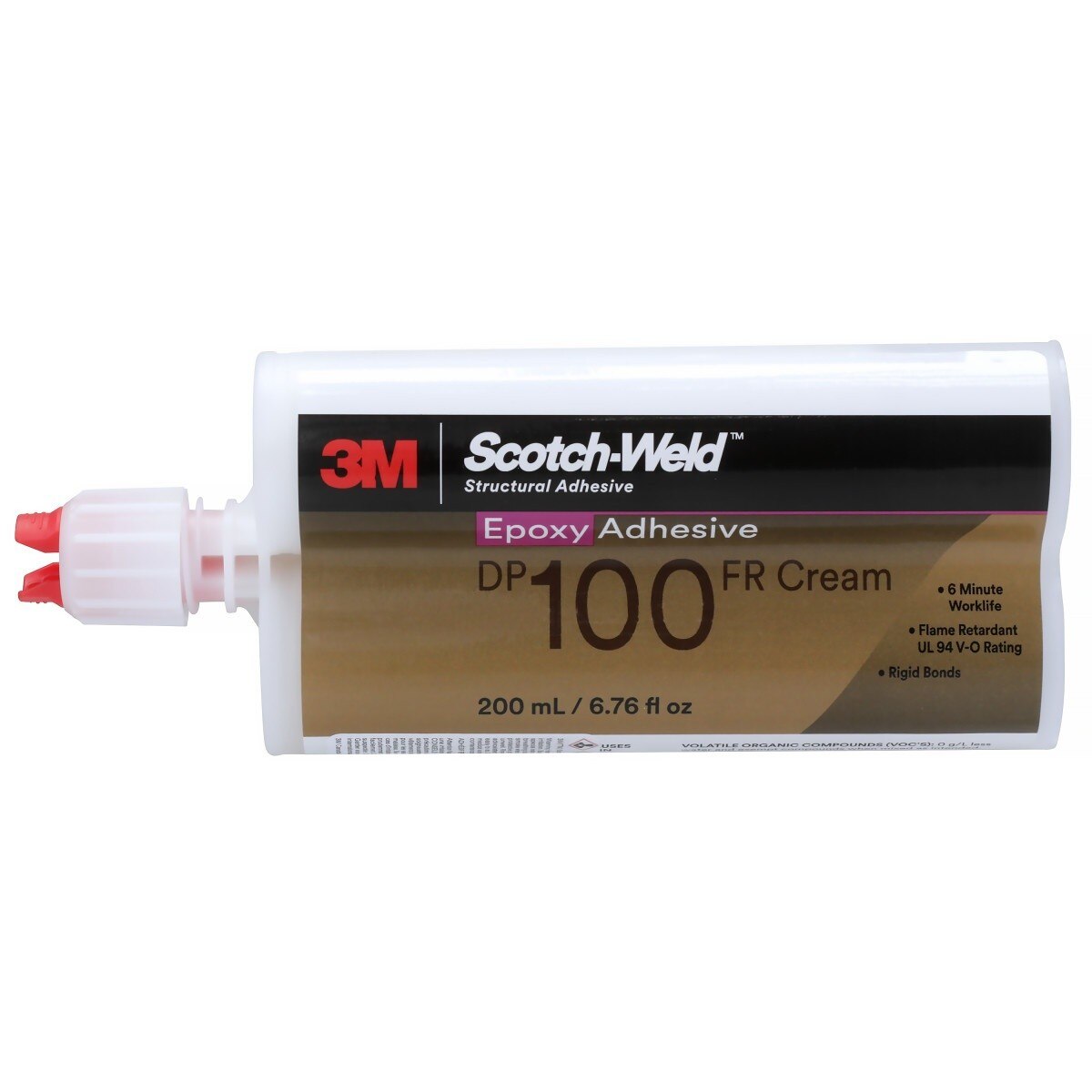 3M DP100FR Epoxy Adhesive, Flame Retardant, Cream, 200 mL Duo-Pak Cartridge (100FR) (7000148268)  - (12Pack) - 2