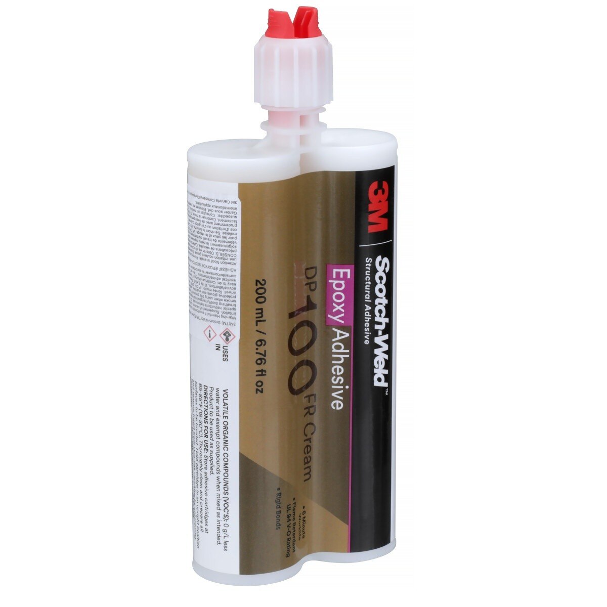 3M DP100FR Epoxy Adhesive, Flame Retardant, Cream, 200 mL Duo-Pak Cartridge (100FR) (7000148268)  - (12Pack) - 5