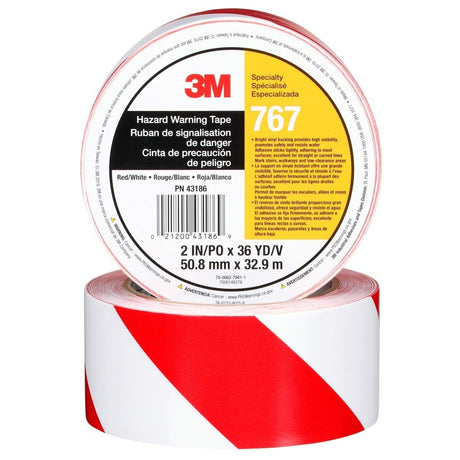 3M 767 Safety Stripe Vinyl Tape, Red/White, 2 in x 36 yd, 5 mil, Individually Wrapped Conveniently Packaged (7000148378)  - (24Pack)