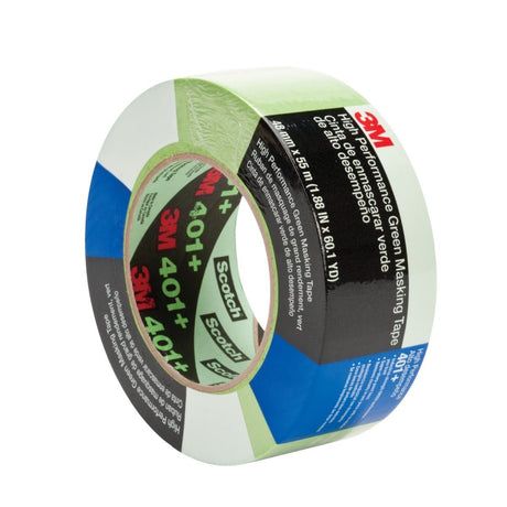3M 401+ Scotch High Performance Green Masking Tape, Superior Adhesion, Clean Removal, Paint Bleed Resistant, Green, 48 mm x 55 m (401+ IW) (7000148424)  - (12Pack)