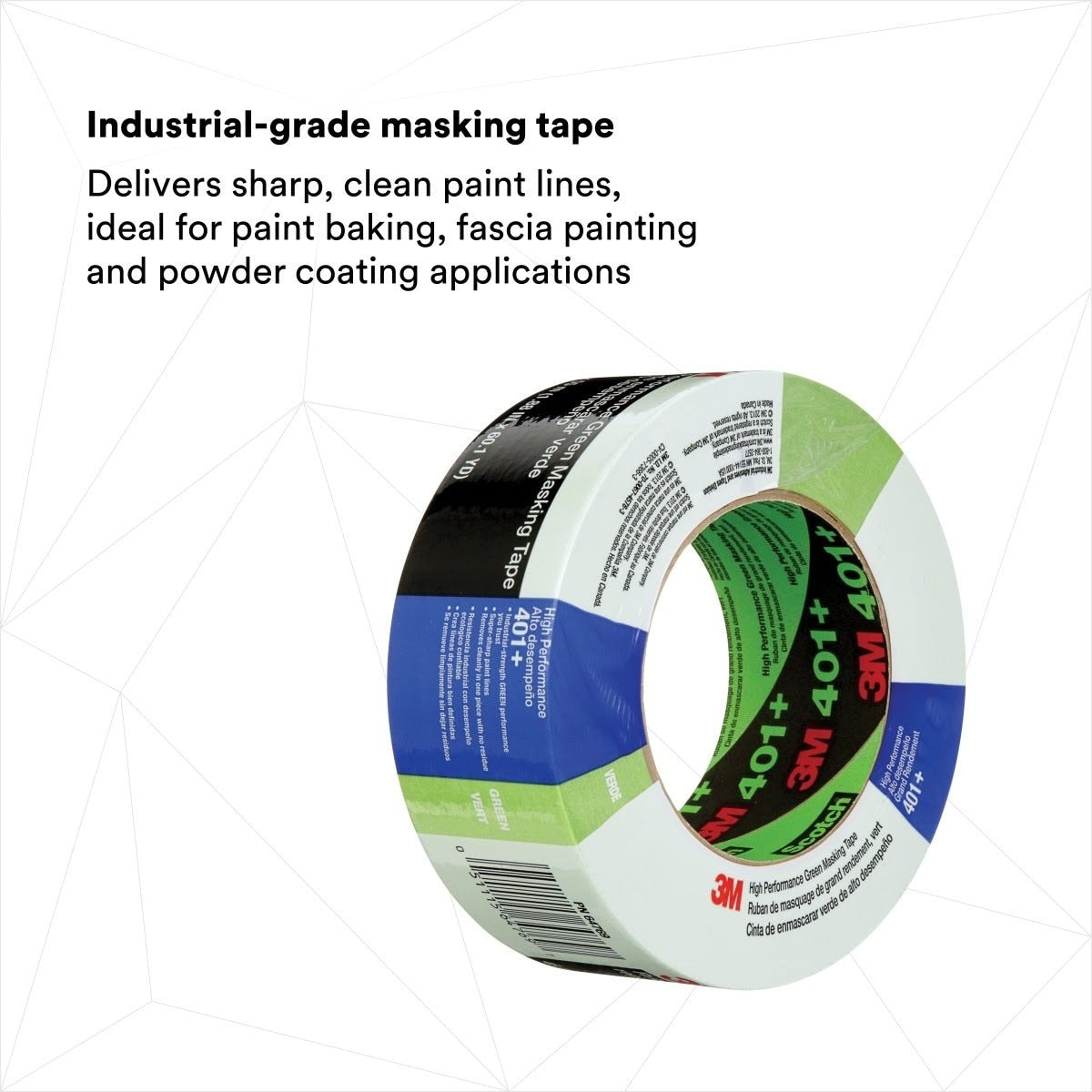 3M 401+ Scotch High Performance Green Masking Tape, Superior Adhesion, Clean Removal, Paint Bleed Resistant, Green, 48 mm x 55 m (401+ IW) (7000148424)  - (12Pack) - 3