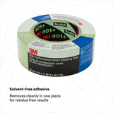 3M 401+ Scotch High Performance Green Masking Tape, Superior Adhesion, Clean Removal, Paint Bleed Resistant, Green, 48 mm x 55 m (401+ IW) (7000148424)  - (12Pack) - 4