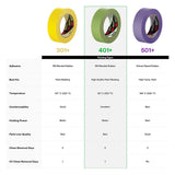 3M 401+ Scotch High Performance Green Masking Tape, Superior Adhesion, Clean Removal, Paint Bleed Resistant, Green, 48 mm x 55 m (401+ IW) (7000148424)  - (12Pack) - 6