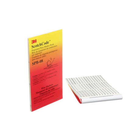 3M ScotchCode Pre-Printed Wire Marker Book Black Print on White Background (SPB-08) (7000148836)  - (5Pack) - 2