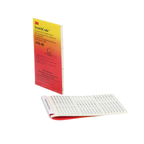 3M ScotchCode Pre-Printed Wire Marker Book Black Print on White Background (SPB-08) (7000148836)  - (5Pack) - 4