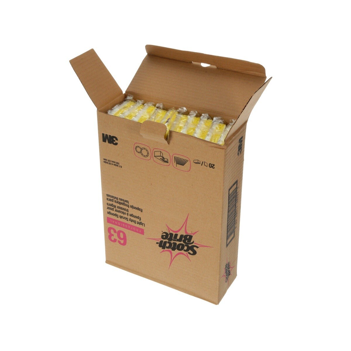 3M Scotch-Brite Light Duty Scrub Sponge, White Yellow, 6-3/32 in x 3-19/32 in x 11/16 in (7010029000) (20 Pack) - 5
