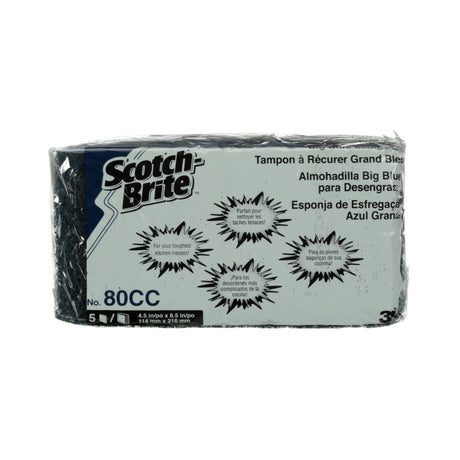 3M Scotch-Brite Big Blue Scouring Pad, Heavy Duty Blue, 4-1/2 in x 8-1/2 in (7010029060) (20 Pack) - 2