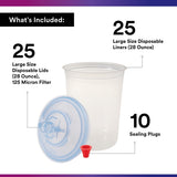 3M 16325 PPS Paint Spray Gun Cup Lid and Liner Kit, Large, 28 fl oz, 125 Micron Filter, 25 Lids and Liners, 10 Sealing Plugs (7010029845) - 8