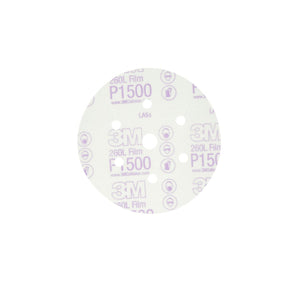 3M 260L 01133 Hookit Red Finishing Film Dust Free Abrasive Disc, P1500, Red, 6 in, 7 Hole (7010290267) (100 Pack)
