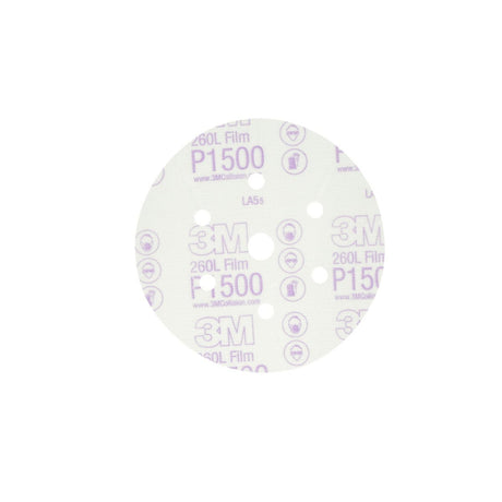 3M 260L 01133 Hookit Red Finishing Film Dust Free Abrasive Disc, P1500, Red, 6 in, 7 Hole (7010290267) (100 Pack)