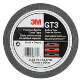 3M GT3 Premium Matte Cloth (Gaffers) Tape, Black, 72 mm x 50 m, 11 mil (7010291525)  - (576Pack)