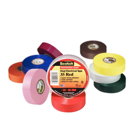 3M 35-1/2X20FT-MUL Scotch Vinyl Color Coding Electrical Tape 35, Multi-Color, 1/2 in x 20 ft, 7 mil, Premium Grade, Flame Retardant, UL Listed, CSA (7010297490) (8 Pack) - 7
