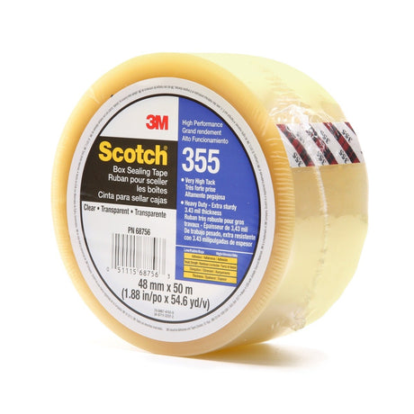 3M 355 Scotch Box Sealing Tape, Clear, 48 mm x 50 m, High Performance (7010302430)  - (36Pack) - 2