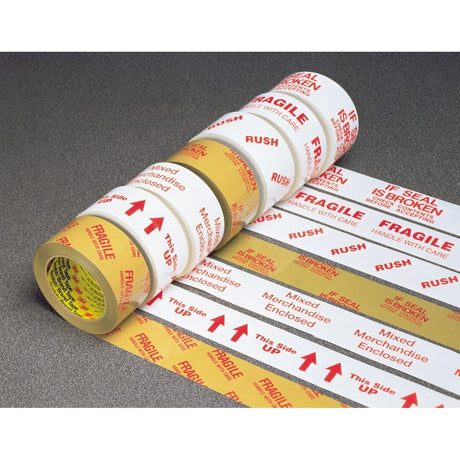 3M 3771 Scotch Printed Message Box Sealing Tape, White, 48 mm x 100 m (7010302431)  - (36Pack) - 4