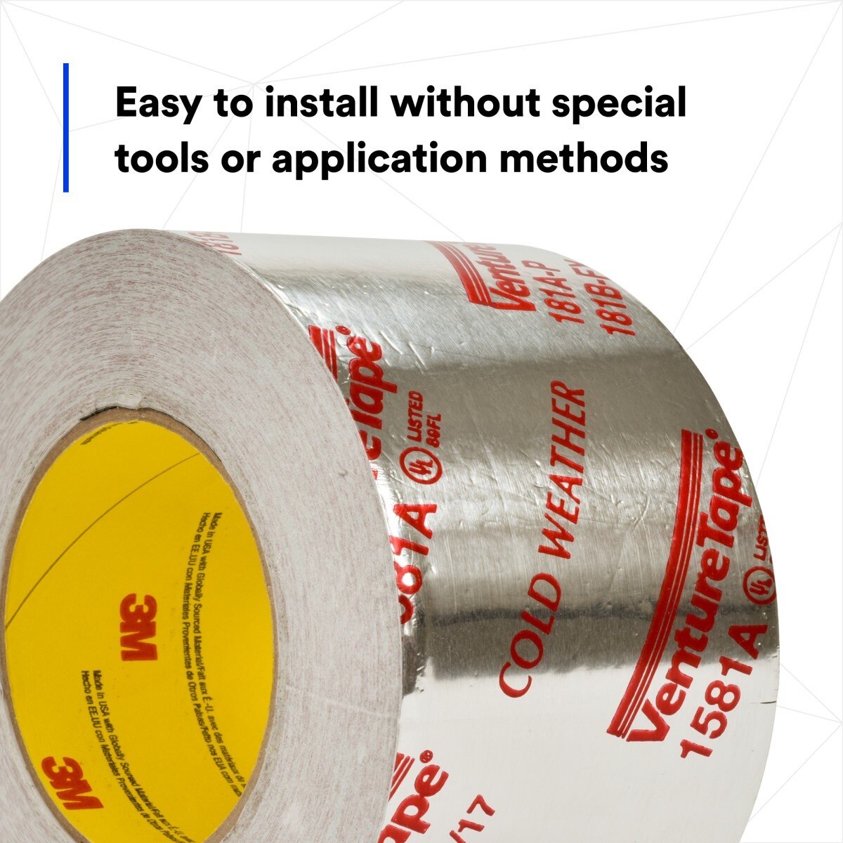 3M 1581A UL181A-P Aluminum Foil Tape, Natural Aluminum, Rigid/Flexible Duct Seaming, Cold Weather Adhesion, 3-7/8 in x 60 yd, 2 mil (7010302857)  - (12Pack) - 10