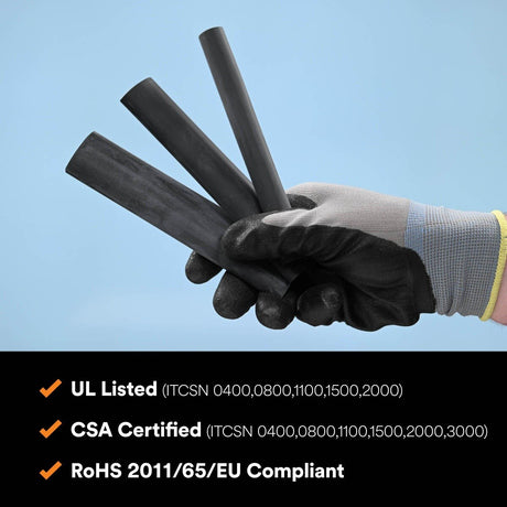 3M IT1.100BK9P Heat Shrink Heavy-Wall Cable Sleeve, Adhesive-Lined Polyolefin, Black, 2-4/0 AWG, Expanded/Recovered I.D. 1.10/3/8 in, 9 in Length (7010305769) (36 Pack) - 8