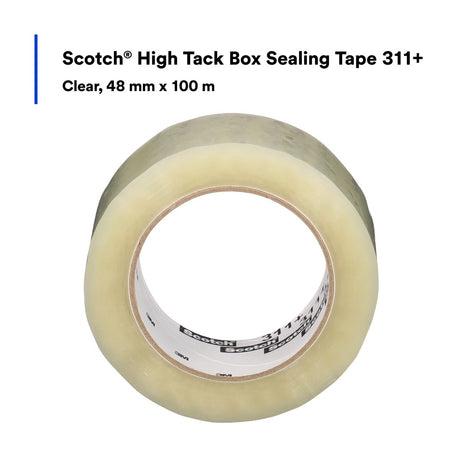 3M 311+ Scotch High Tack Box Sealing Tape, Clear, 48 mm x 100 m (7010306820) (36 Pack) - 5