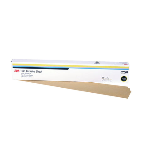 3M 216U 02567 Gold Abrasive Sheet, P220 Grade, 2-3/4 in x 17-1/2 in (7010308009) (50 Pack)