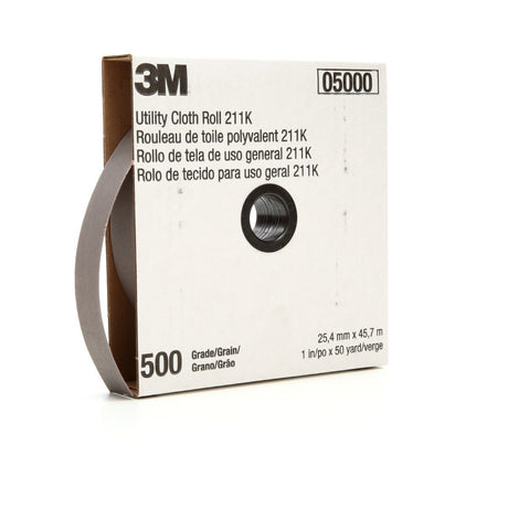 3M 211K Utility Cloth Roll, Aluminum Oxide 500 Grit, Gray, 1-1/2 in x 50 yd (51144050208) (7010308048)  - (5Pack)
