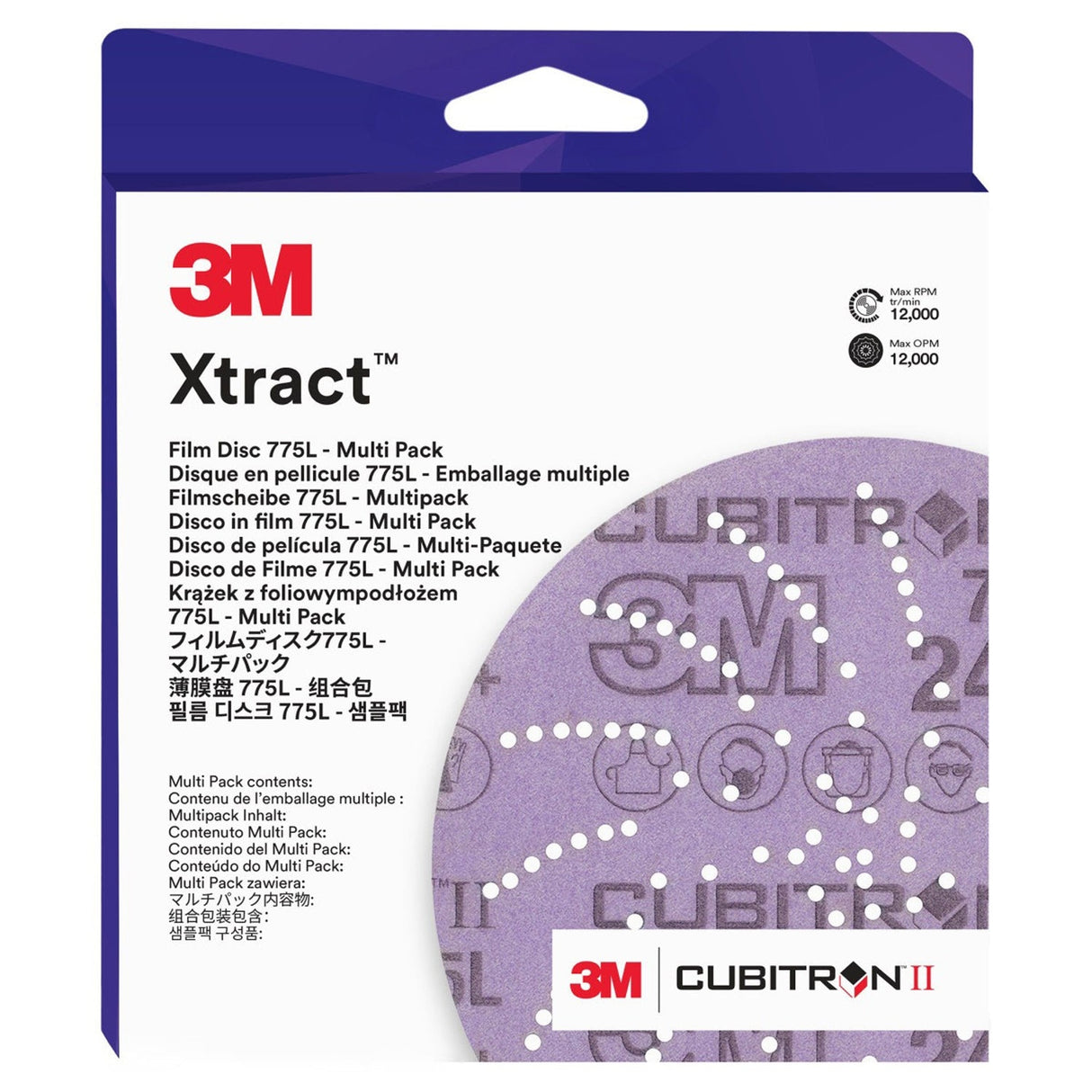 3M 775L Xtract Hookit Film Disc, 5 in, 80+ to 220+, Purple (7010327612) (300 Pack) - 3