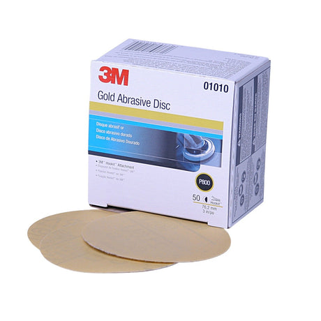 3M 216U 01010 Hookit Gold Abrasive Disc, 3 in, P800, 50 Discs (7010327883) (50 Pack) - 3
