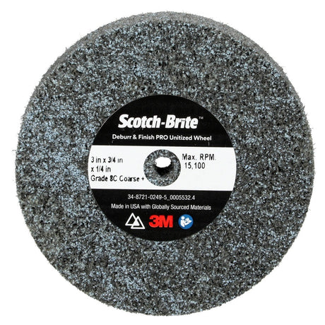 3M DP-UW Scotch-Brite Deburr & Finish PRO Unitized Wheel, 8C Coarse+, 3 in x 3/4 in x 1/4 in (7010329496) (20 Pack)