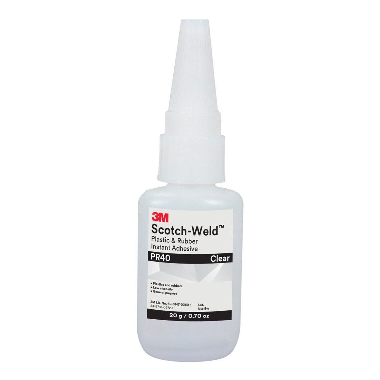 3M PR40 Scotch-Weld Plastic and Rubber Instant Adhesive, Clear, 20 g Bottle (7010330469)  - (10Pack)