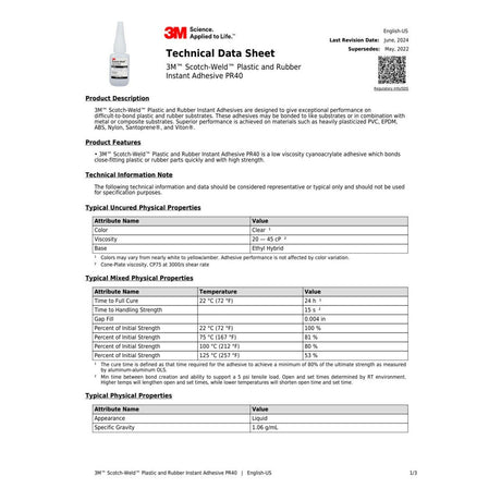 3M PR40 Scotch-Weld Plastic and Rubber Instant Adhesive, Clear, 20 g Bottle (7010330469)  - (10Pack) - 2