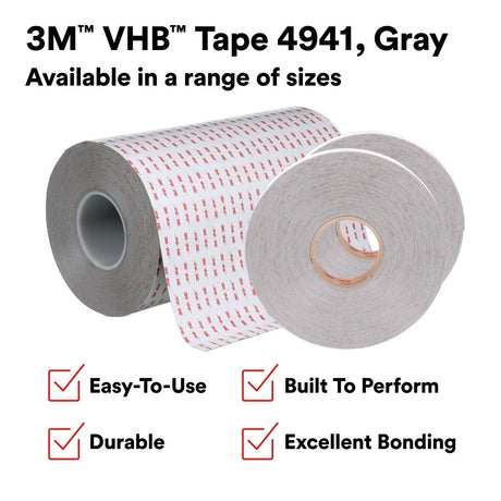 3M 4941 VHB Tape, Gray, 2 in x 36 yd, 45 mil (7010334342) (6 Pack) - 8