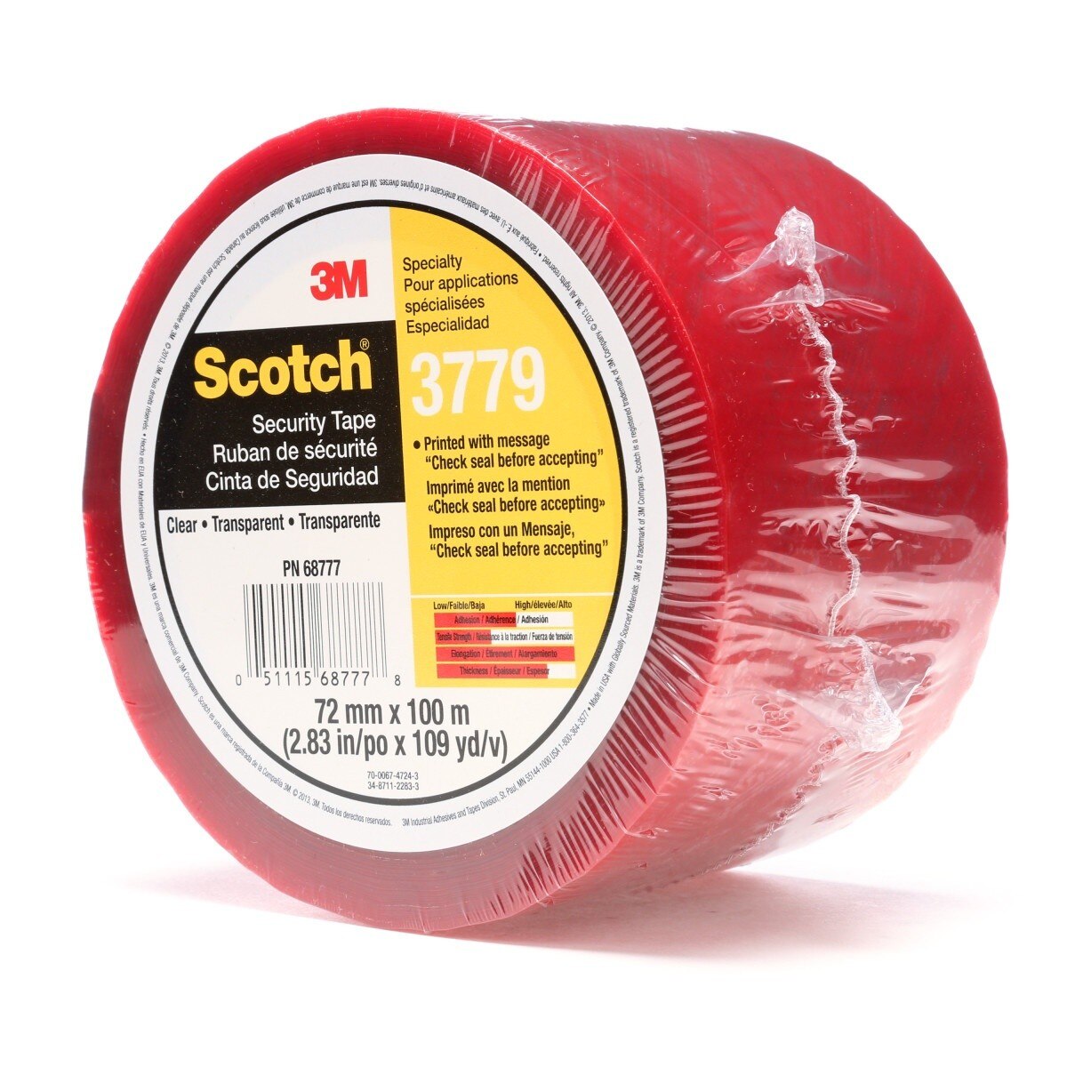 3M 3779 Scotch Security Message Box Sealing Tape, Clear, 72 mm x 100 m, Individually Wrapped Conveniently Packaged (7010335124)  - (24Pack)