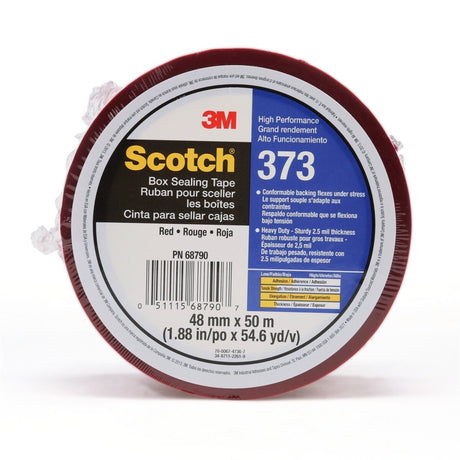 3M 373 Scotch Box Sealing Tape, Red, 48 mm x 50 m (7010335126)  - (36Pack)