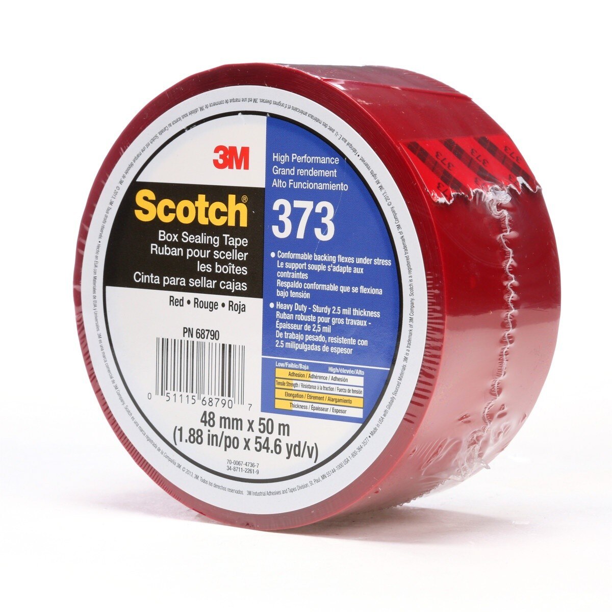 3M 373 Scotch Box Sealing Tape, Red, 48 mm x 50 m (7010335126)  - (36Pack) - 2