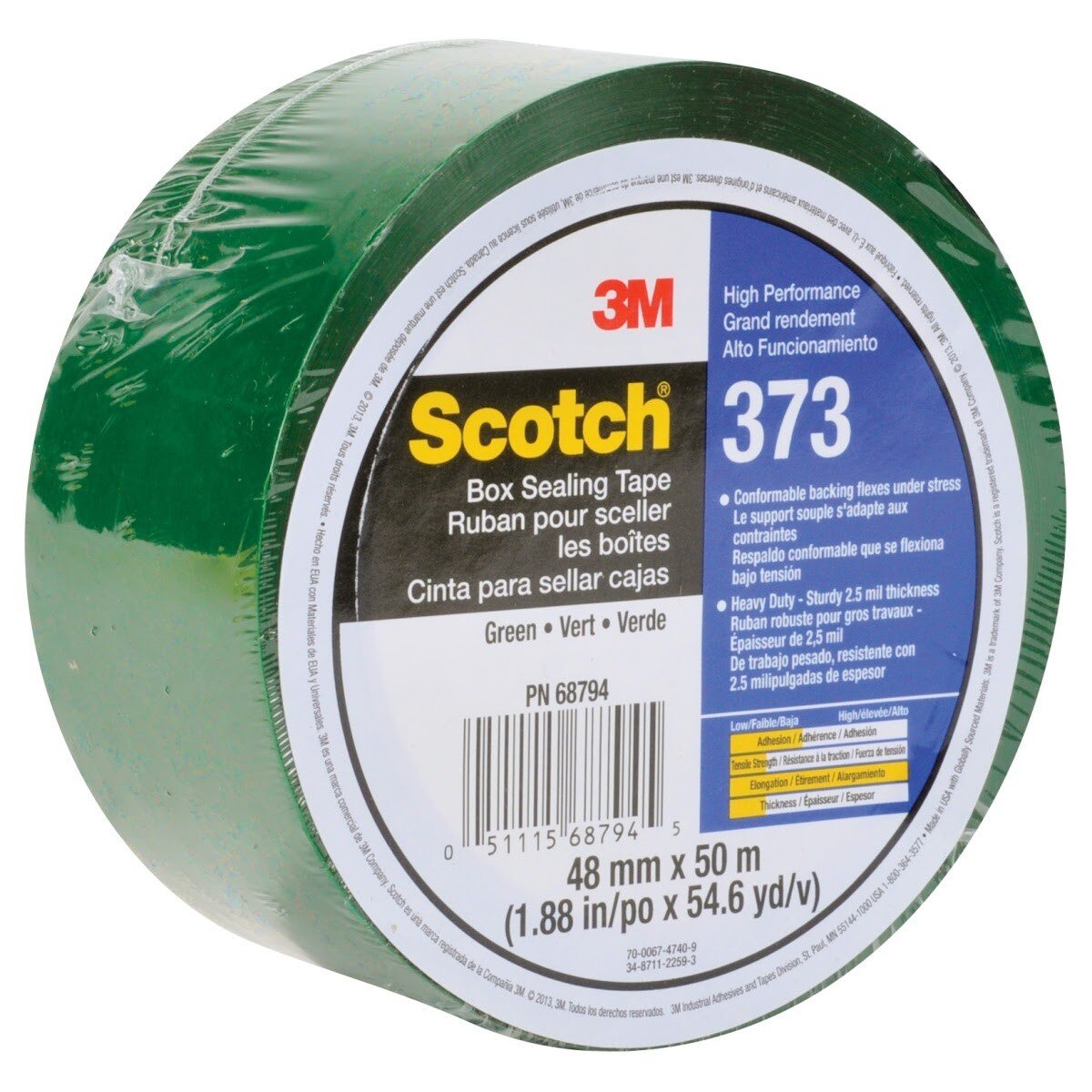 3M 373 Scotch Box Sealing Tape, Green, 48 mm x 50 m, Individually Wrapped Conveniently Packaged (7010335127)  - (36Pack) - 2