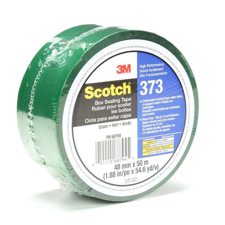 3M 373 Scotch Box Sealing Tape, Green, 48 mm x 50 m, Individually Wrapped Conveniently Packaged (7010335127)  - (36Pack) - 3