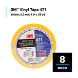 3M 471 471 IW Vinyl Tape, Yellow, 4 in x 36 yd, 5.2 mil, Individually Wrapped Conveniently Packaged (7010335141)  - (8Pack) - 4