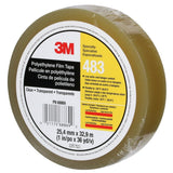 3M 483 Polyethylene Tape, Transparent, 1 in x 36 yd, 5.0 mil (483 IW) (7010335143)  - (36Pack) - 3