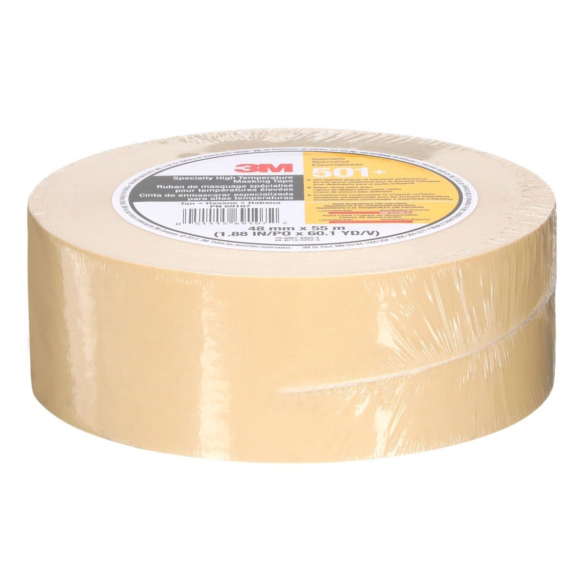 3M 501+ Specialty High Temperature Masking Tape, Tan, 48 mm x 55 m (7010335156)  - (24Pack) - 10