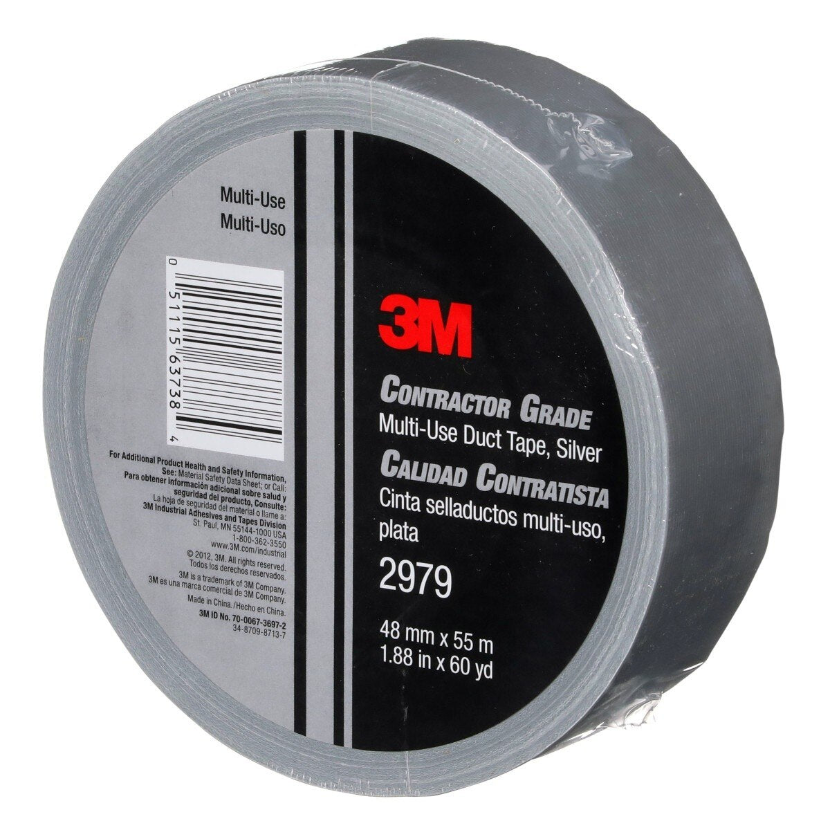 3M 2979 Contractor Grade Multi-Use Duct Tape, Silver, 1.88 in x 60 yd (7010335692)  - (24Pack) - 7