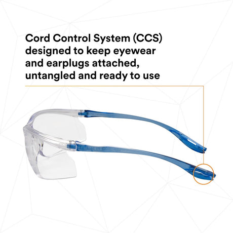 3M 11796-00000-20 Virtua Sport CCS Safety Glasses Clear Anti Fog Anti Scratch Clear Lens Blue Frame Cord Control System (7010340677)  - (20Pack) - 4