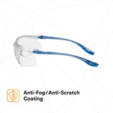 3M 11796-00000-20 Virtua Sport CCS Safety Glasses Clear Anti Fog Anti Scratch Clear Lens Blue Frame Cord Control System (7010340677)  - (20Pack) - 5