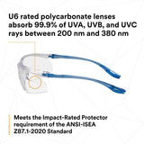 3M 11796-00000-20 Virtua Sport CCS Safety Glasses Clear Anti Fog Anti Scratch Clear Lens Blue Frame Cord Control System (7010340677)  - (20Pack) - 8